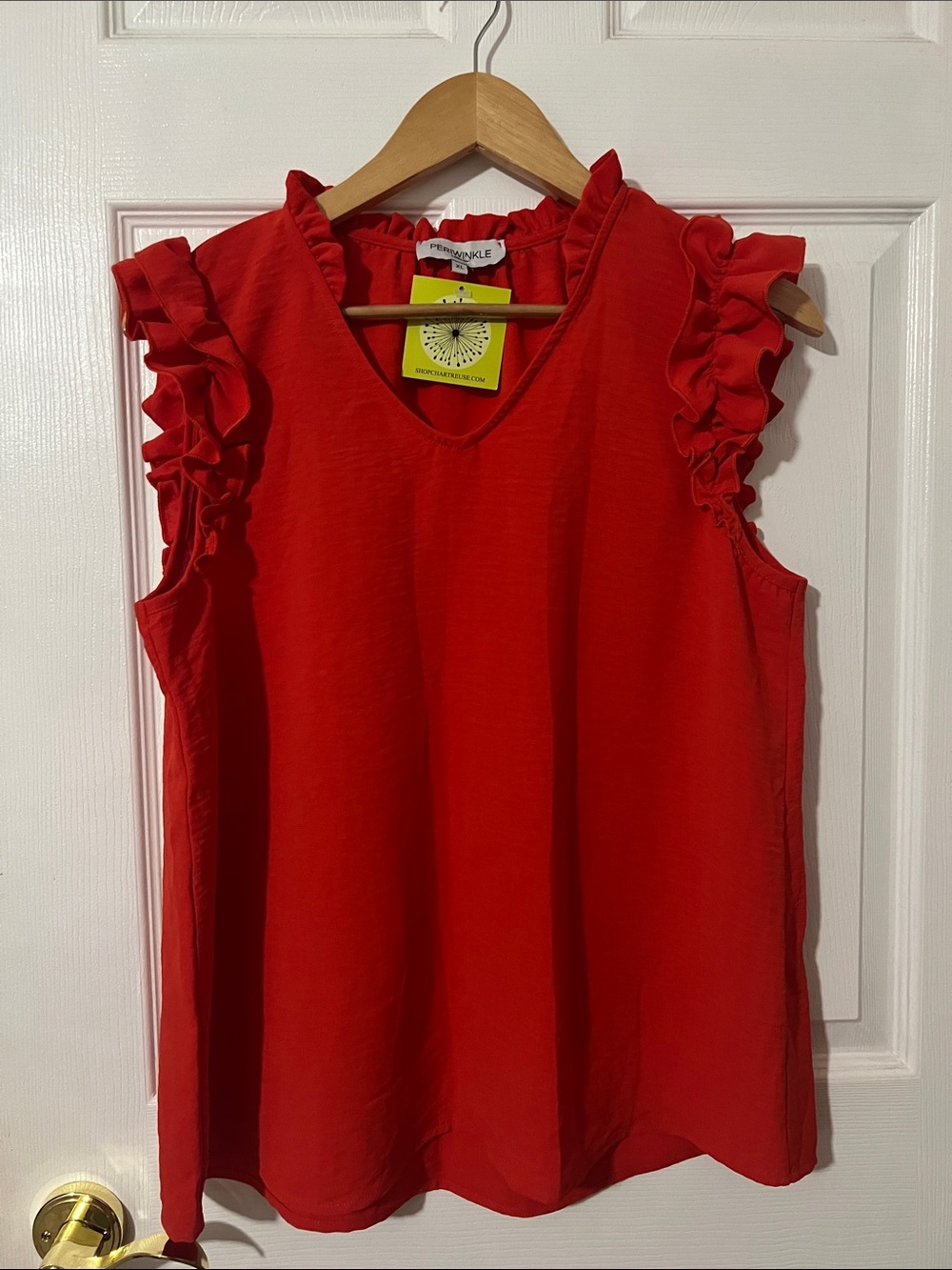 NWT Red Ruffle Blouse Top Shirt Size XL